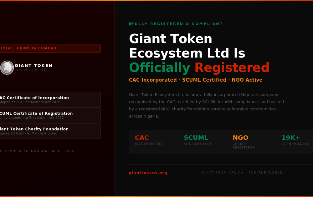 Giant Token Ecosystem registered