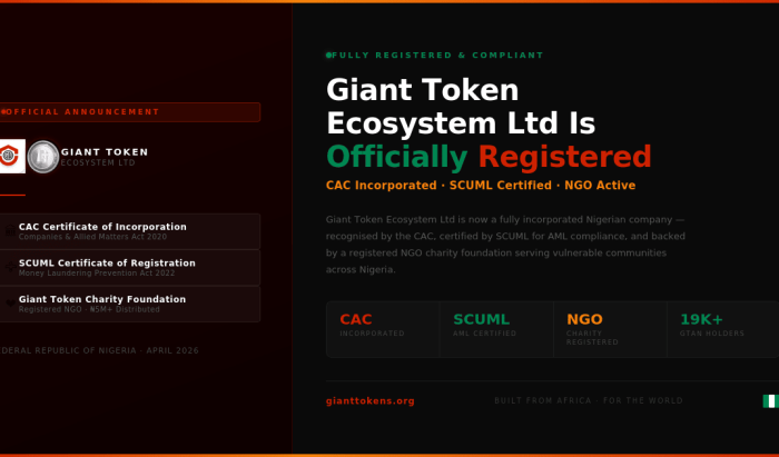 Giant Token Ecosystem registered